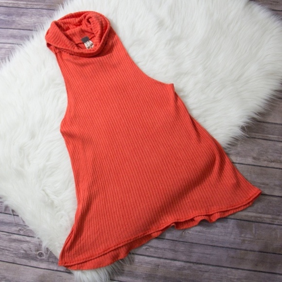 Free People Tops - 🏵We The Free Orange Knit Turtleneck Top🏵